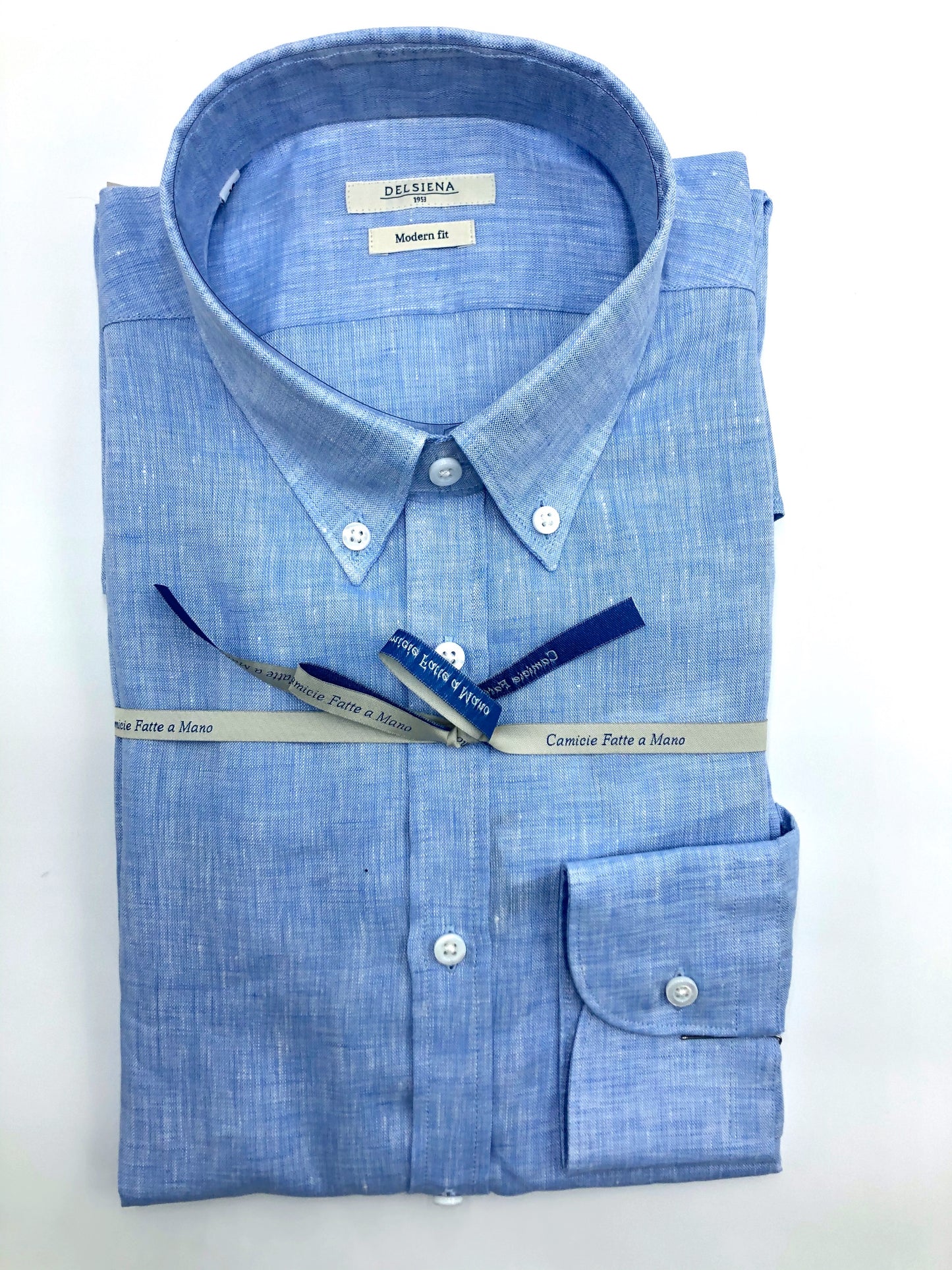 Camicia uomo sartoriale Del Siena in puro lino fiammato