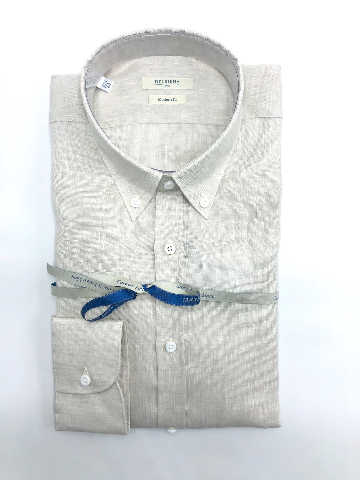 Camicia uomo sartoriale Del Siena in puro lino fiammato